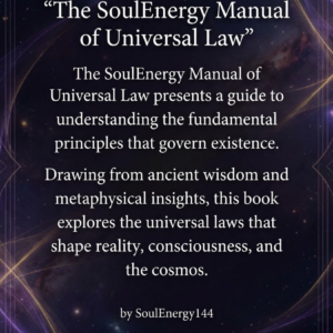 Back cover of The SoulEnergy Manual of Universal Law describing universal principles, energy, and conscious awareness