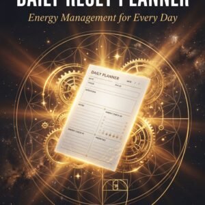 ront cover of the Daily Reset Planner by SoulEnergy144 featuring gold sacred geometry gears and a daily planner page on a cosmic black background