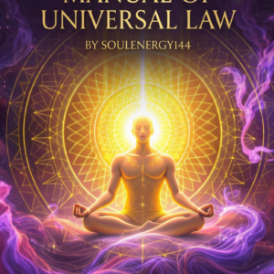 Back cover of The SoulEnergy Manual of Universal Law detailing its exploration of reality, consciousness, and the cosmos.