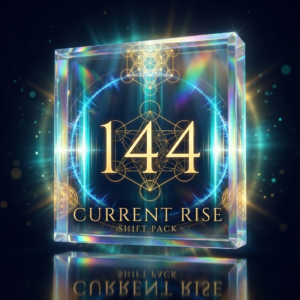 144 Shift Pack — Current Rise 144 Shift Pack Current Rise — holographic crystal 3D product mockup with teal and gold glow by SoulEnergy144