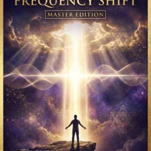 The 2026 Frequency Shift: Master Edition — A Spiritual Survival Guide for the Age of A.I. & Awakening The 2026 Frequency Shift Master Edition — a lone figure gazing up at a towering pillar of golden light with frequency waves across a deep purple cosmic nebula, gold serif title, by SoulEnergy144