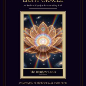 The Rainbow Light Oracle — 44-Card Digital Deck + Companion Guidebook The Rainbow Light Oracle front cover — a radiant rainbow lotus of light on a deep purple void within a gold frame, a 44-card SoulEnergy144 ascension deck