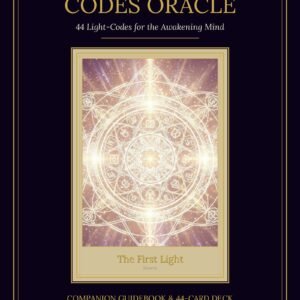 The Sacred Codes Oracle — 44-Card Digital Deck + Companion Guidebook Front cover of The Sacred Codes Oracle digital deck by SoulEnergy144 — gold title on deep purple void with a radiant sacred-geometry mandala (The First Light)
