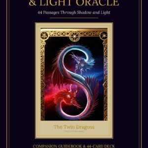 The Shadow & Light Oracle — 44-Card Digital Deck + Companion Guidebook Front cover of The Shadow & Light Oracle digital deck by SoulEnergy144 — gold title on deep purple void with The Twin Dragons card (red and blue dragons, fire and water)