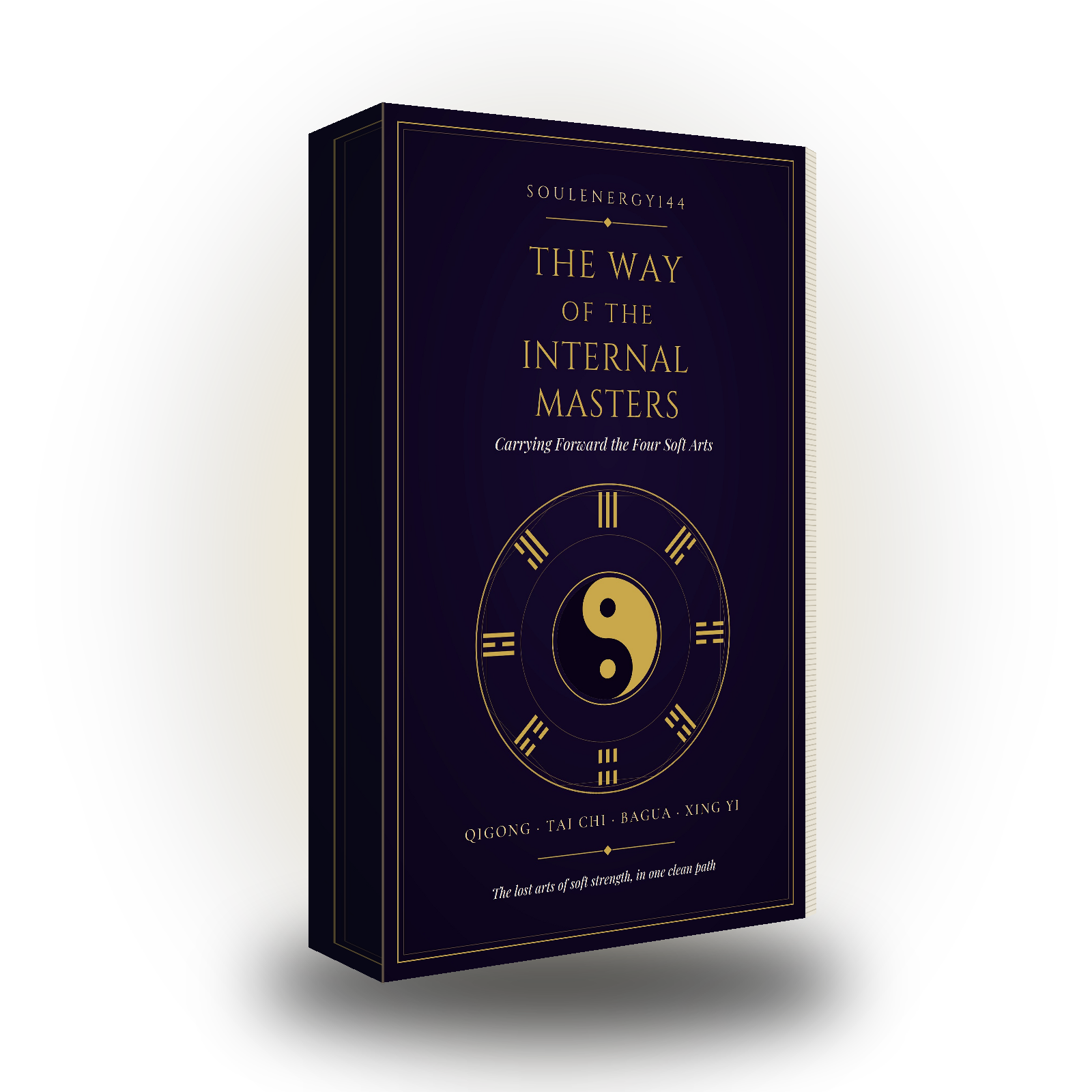 The Way of the Internal Masters — premium ebook by SoulEnergy144, deep purple cover with gold bagua wheel and yin-yang, shown as a 3D book